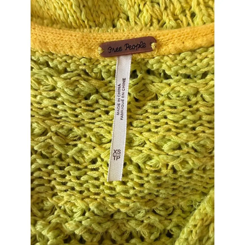 NWT Free People Hot Tropics Neon Limelight V-Neck Sweater Oversized xs